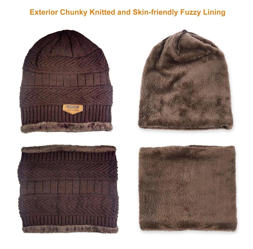 Winter Beanie Hat Scarf Gloves Slouchy Snow Knit Skull Cap